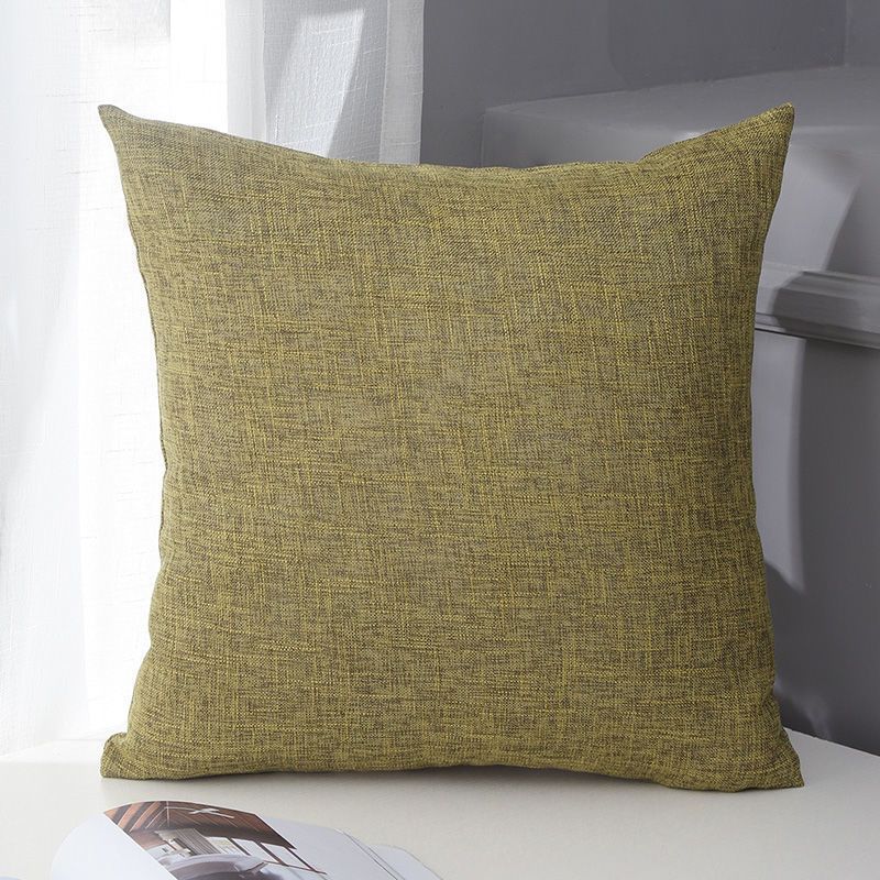 Le Su Cotton Linen Cushion Solid Color with Core 66# Olive Green
