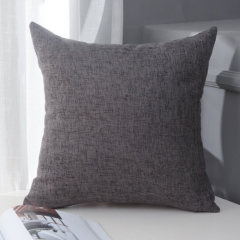 Le Su Cotton Linen Cushion Solid Color with Core 69# dark gray 40*40-single