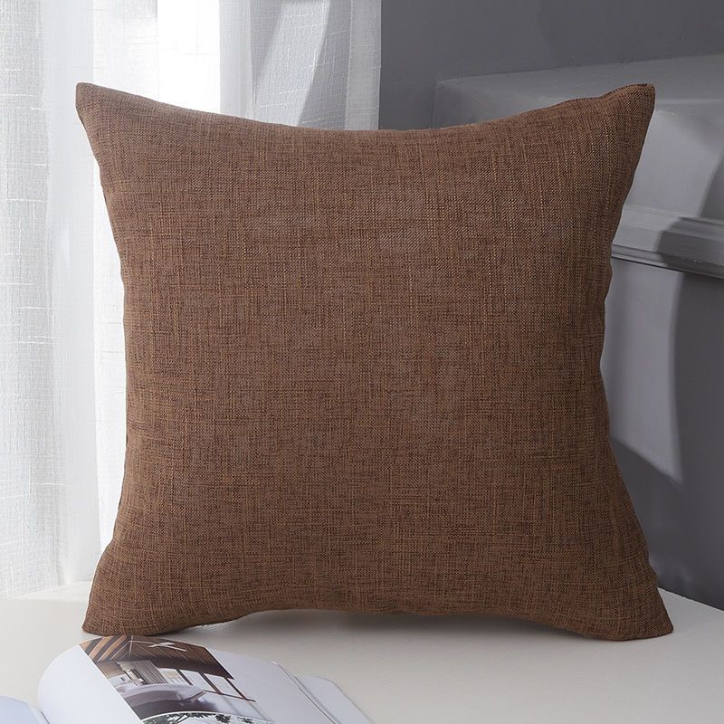 Le Su Cotton Linen Cushion Solid Color with Core 53# Coffee 40*40-single