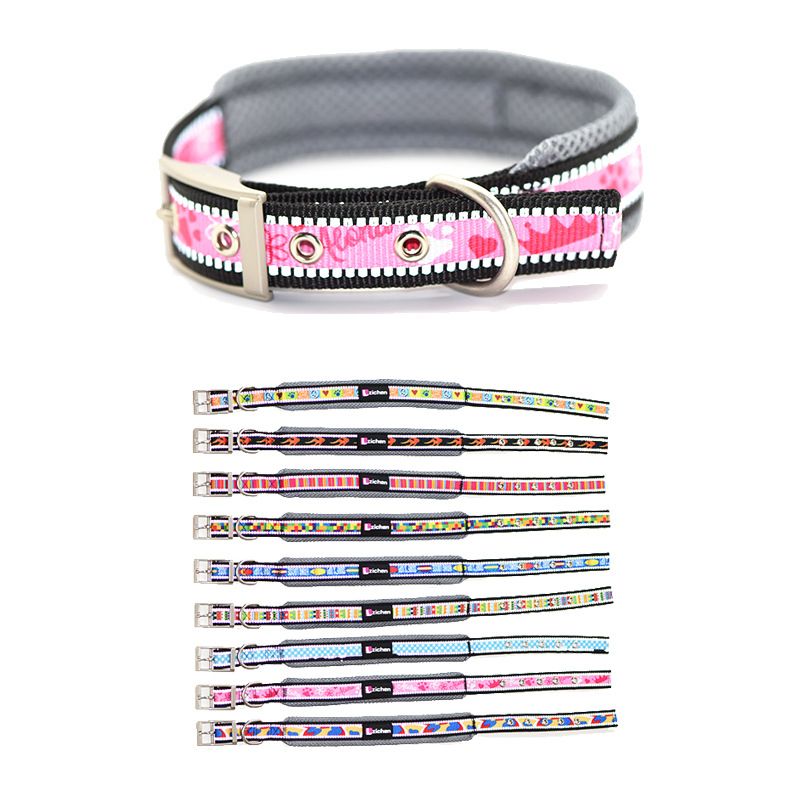 Zichen Reflective Dog Collar Nylon Mesh Yellow 2.0 nylon reflective printing view 2