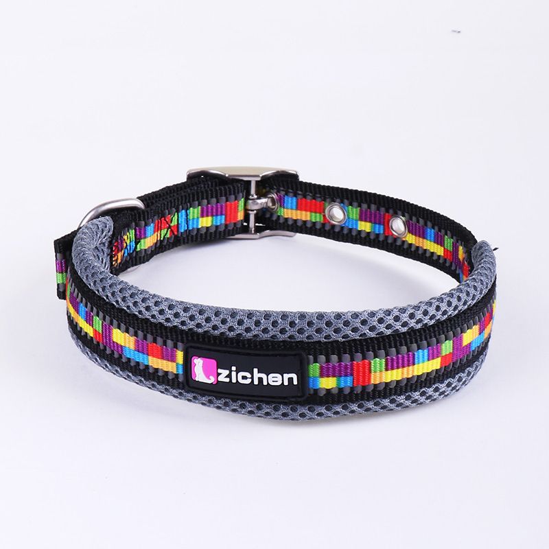 Zichen Reflective Dog Collar Nylon Mesh Color stripe 2.0 nylon reflective view 4