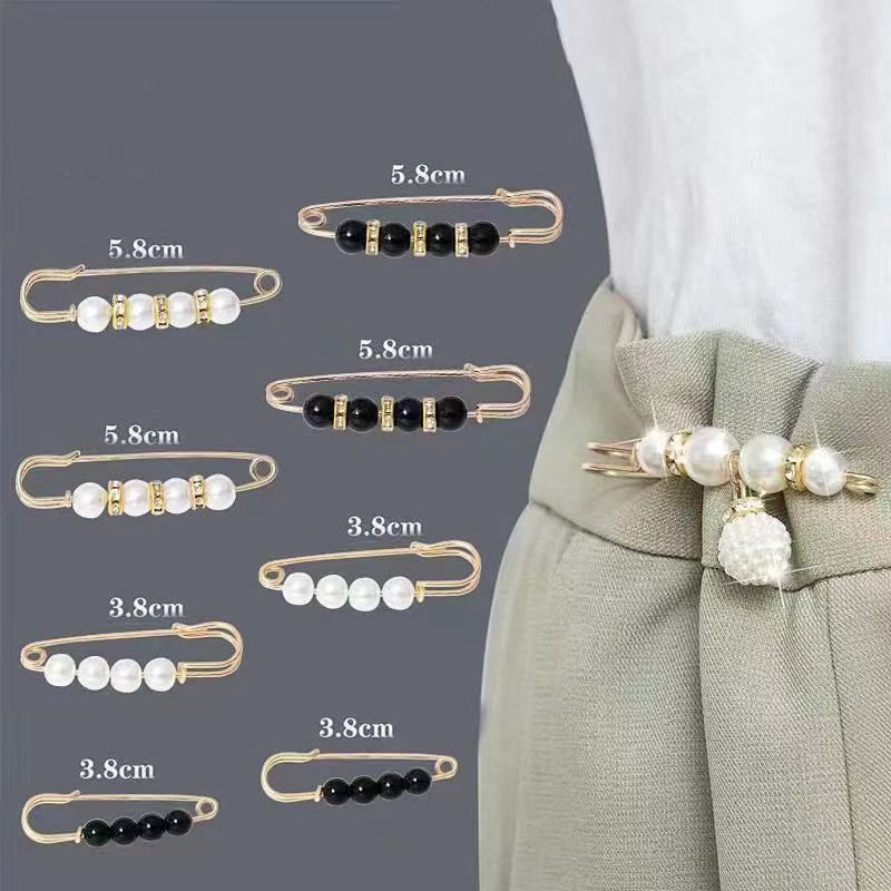WSD Pearl Waist Pin Flower Brooch Unisex 8-piece waist needle set (new
