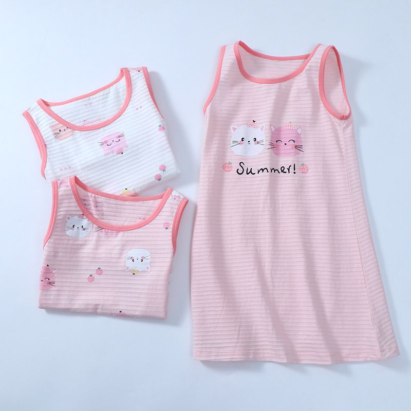 KIDS MAM&DAD Girls Bamboo Cotton Sling Skirt 100% Cotton Pink Cat 130cm view 5