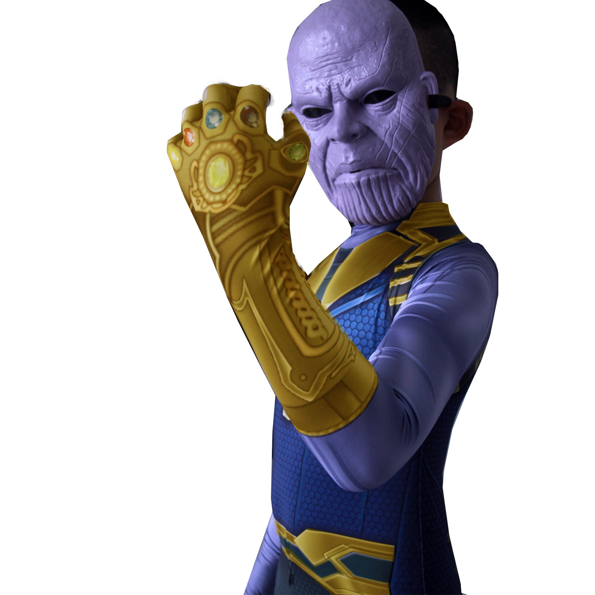Spiderman Cosplay Costume Milk Silk One Piece Suit Thanos + Luminous Mask 170