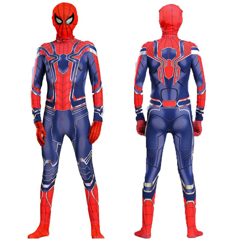 Spiderman Cosplay Costume Milk Silk One Piece Suit Steel Spider + Headgear 190
