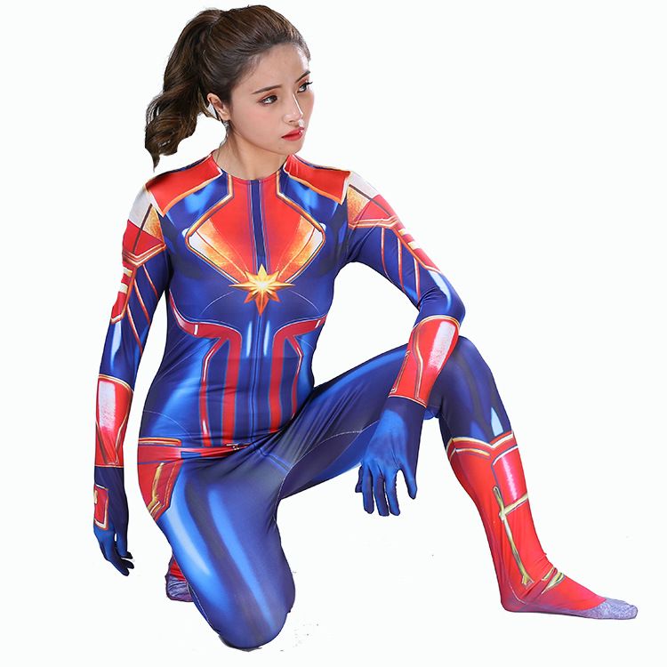 Spiderman Cosplay Costume Milk Silk One Piece Suit Captain Marvel 180