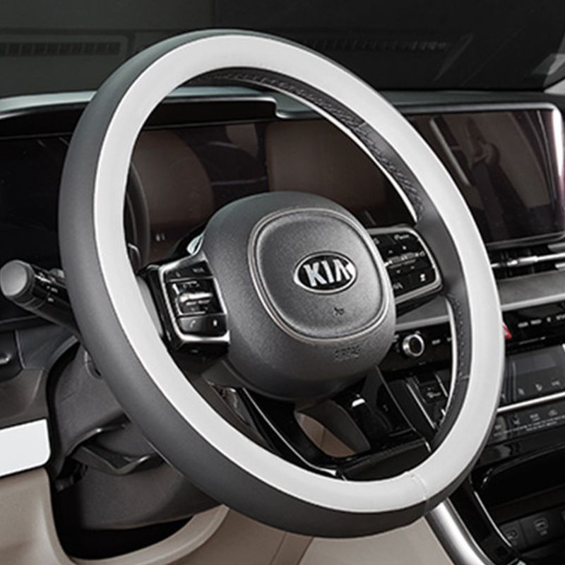 Steering Wheel Cover Artificial Leather 38cm Car Black with warm gray view 3