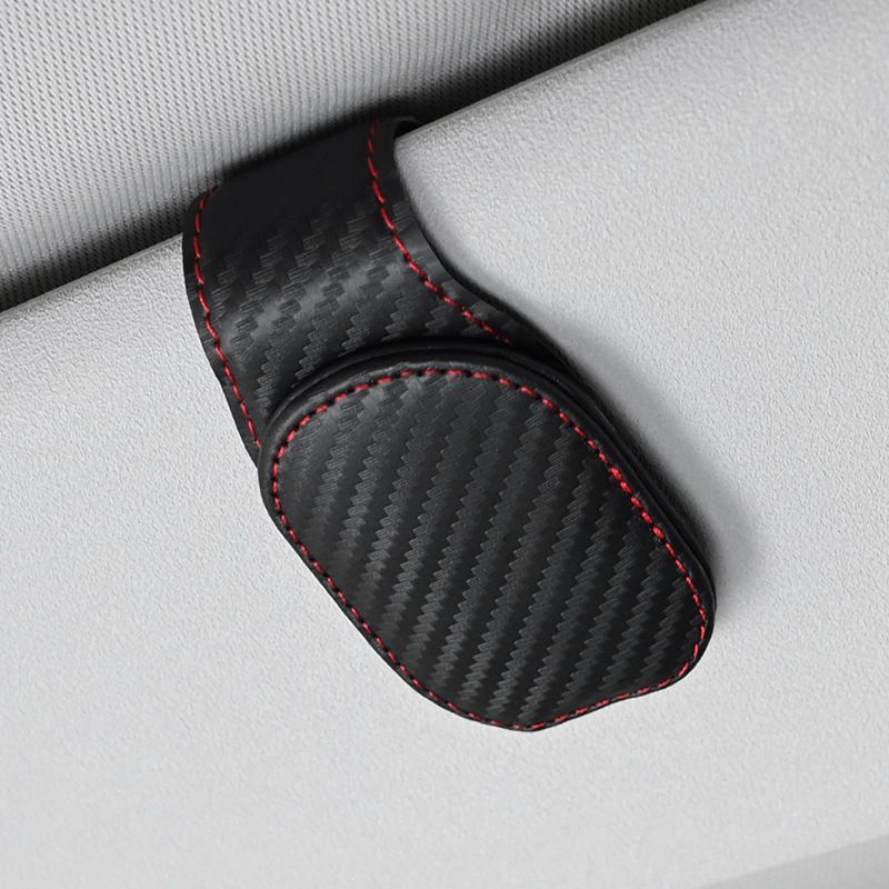 Panoz Car Sun Visor Glasses Clip Card Holder Carbon fiber black and red — image 1