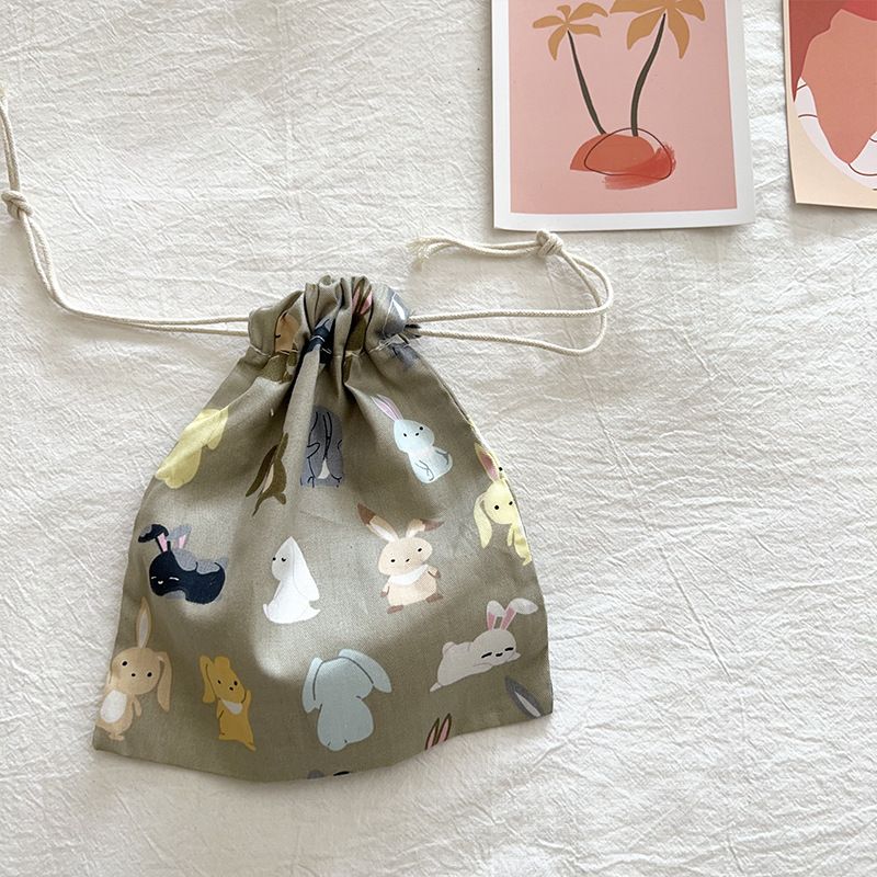 Travel Storage Cotton Bag Drawstring Multi-Purpose. Gray background