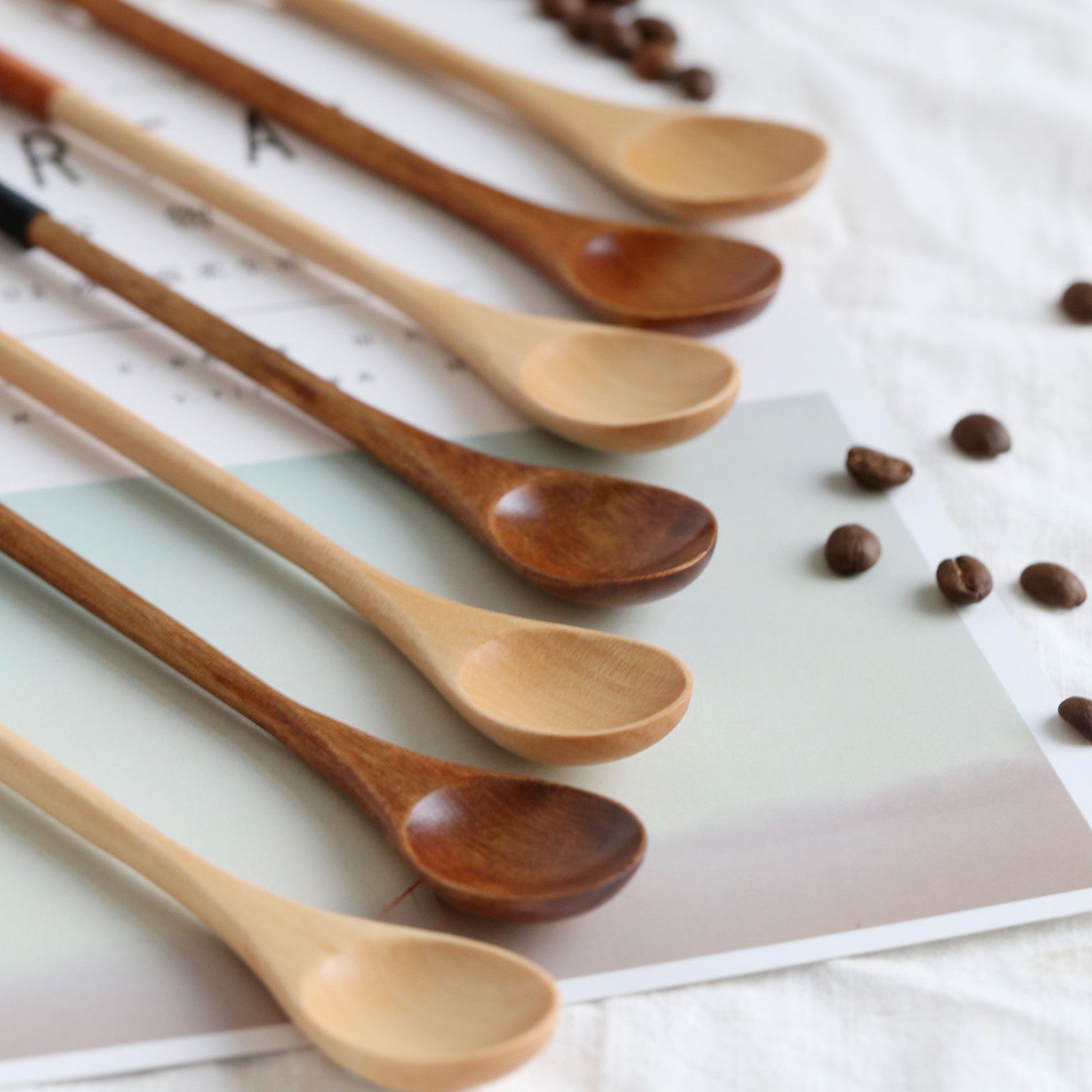 Super Art Wooden Spoon Logo Mixing Gift Round handle black thread wooden spoon view 2