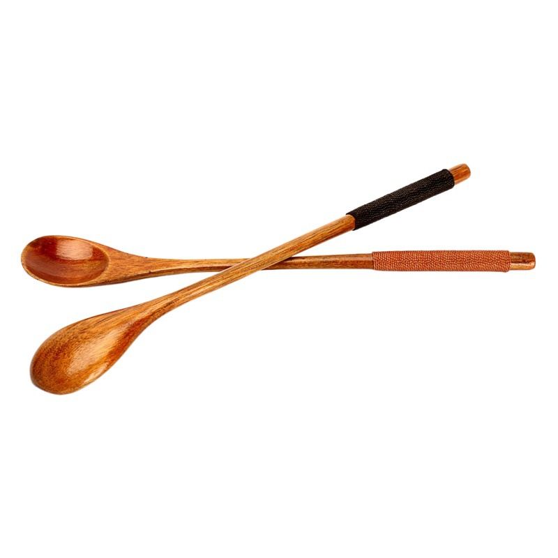 Super Art Wooden Spoon Logo Mixing Gift Round handle natural color wrapped