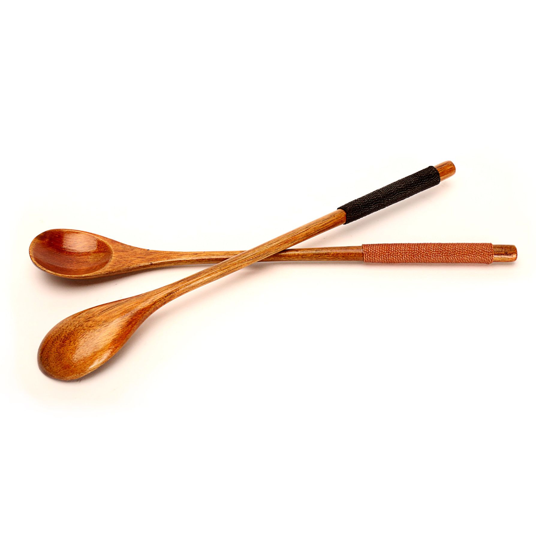 Super Art Wooden Spoon Logo Mixing Gift Round handle natural color wrapped view 4