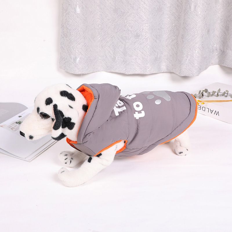 Dog Vest Cotton Winter Warm Waterproof Pet Clothing Gray M view 4