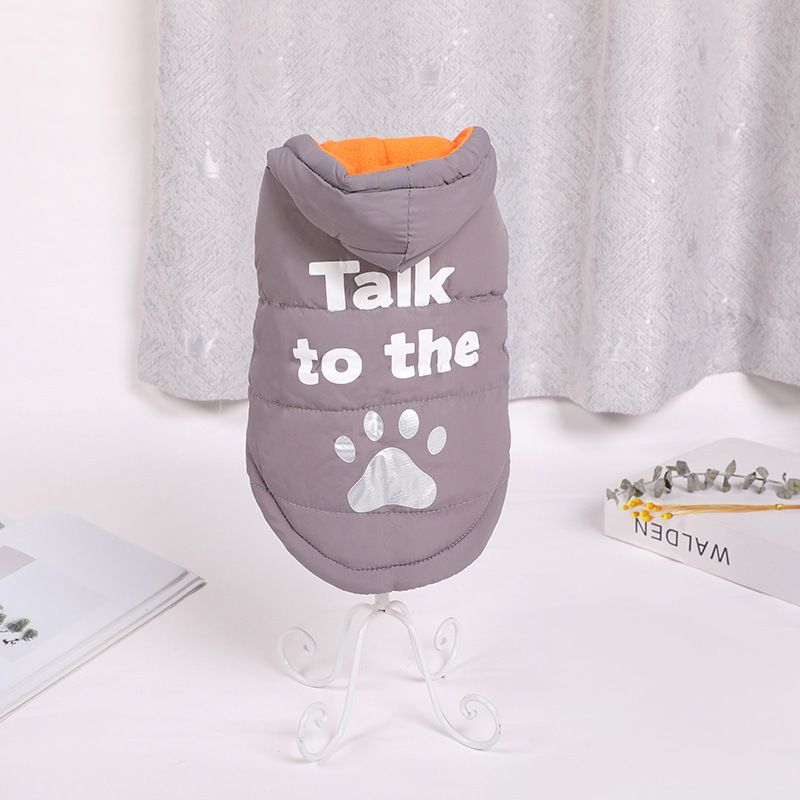 Dog Vest Cotton Winter Warm Waterproof Pet Clothing Gray L view 3
