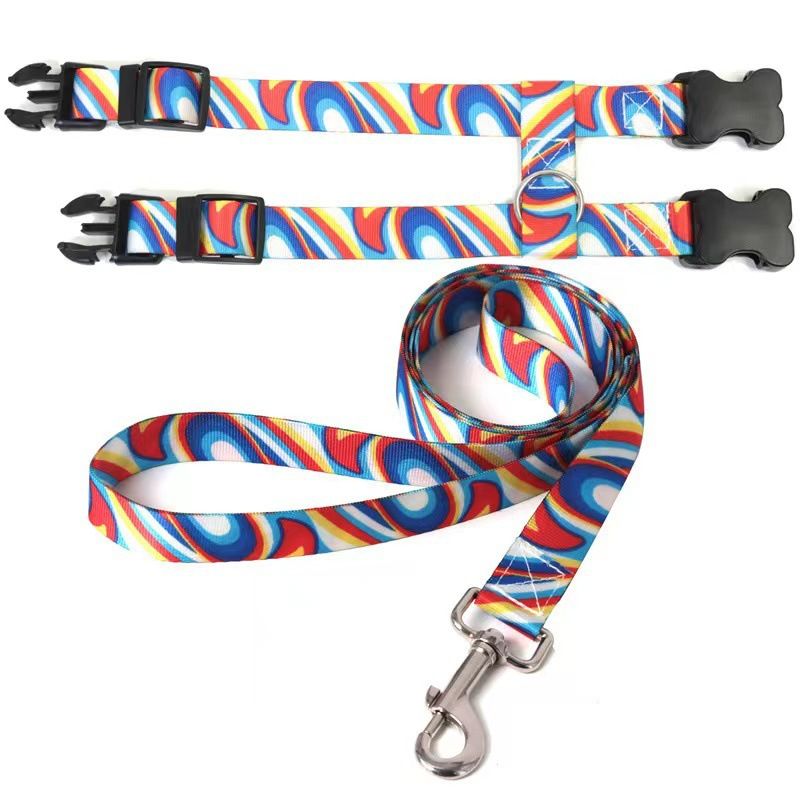 Adjustable Nylon Pet Harness Cat Dog Leash Blue S