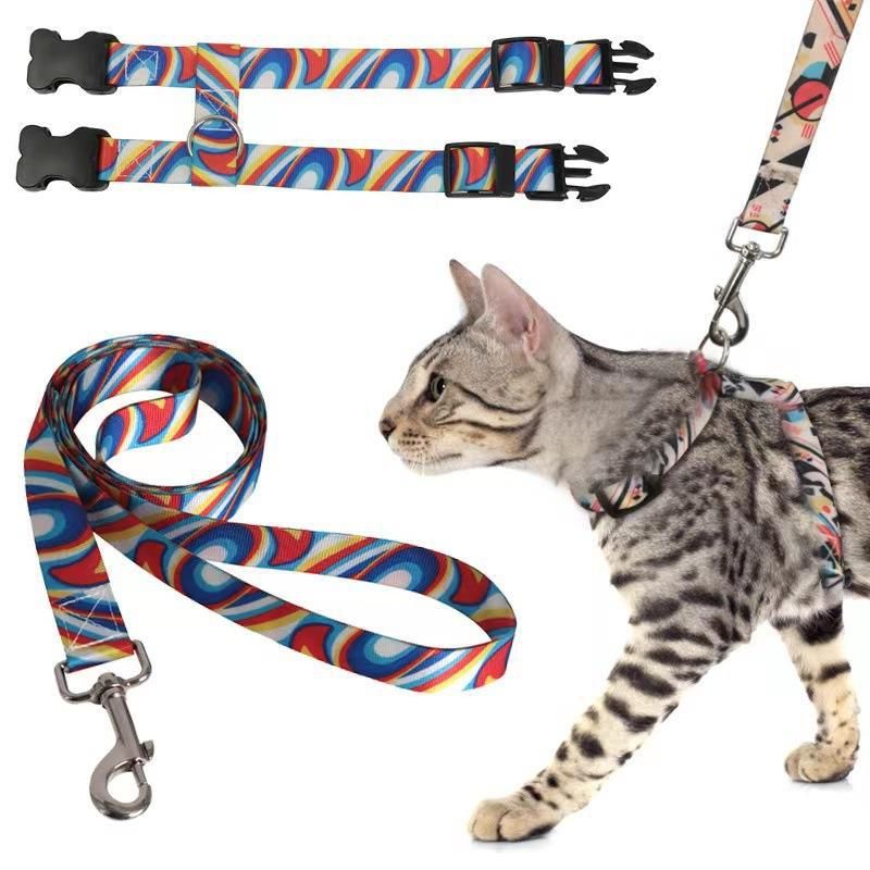 Adjustable Nylon Pet Harness Cat Dog Leash Black S view 2