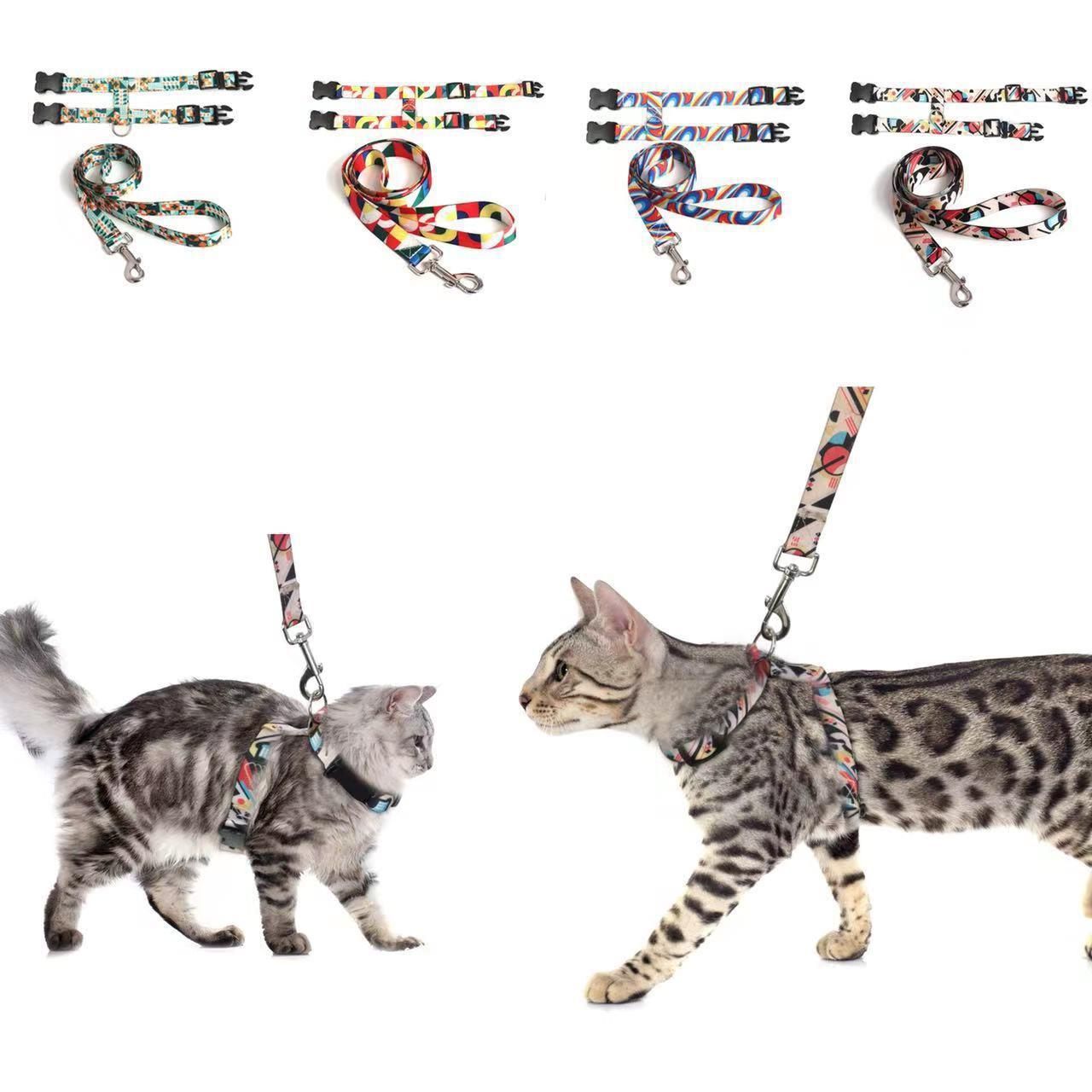 Adjustable Nylon Pet Harness Cat Dog Leash Black S view 4