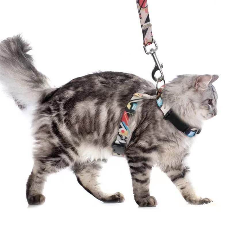 Adjustable Nylon Pet Harness Cat Dog Leash Black M view 3