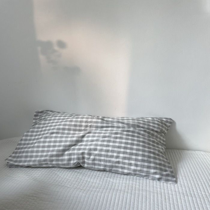 Pure Cotton Pillowcase 48x74cm Scattered gray grid L 48*74 pillowcase 1 pair