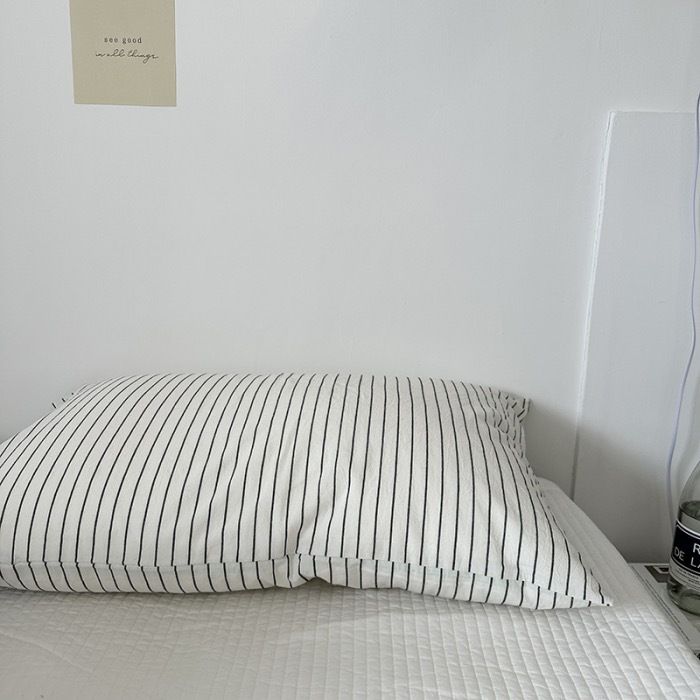 Pure Cotton Pillowcase 48x74cm White thin strip L 48*74 pillowcase 1 pair