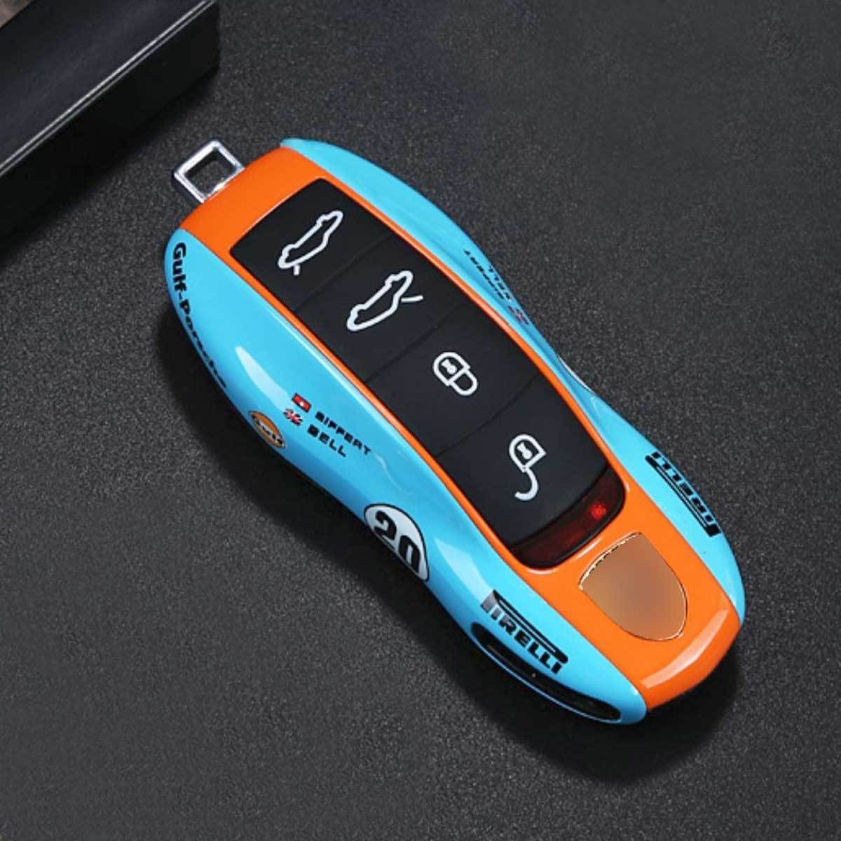 Porsche Key Shell ABS Gulf Design Cayenne 911 718 Transparent boxed Old Style view 2