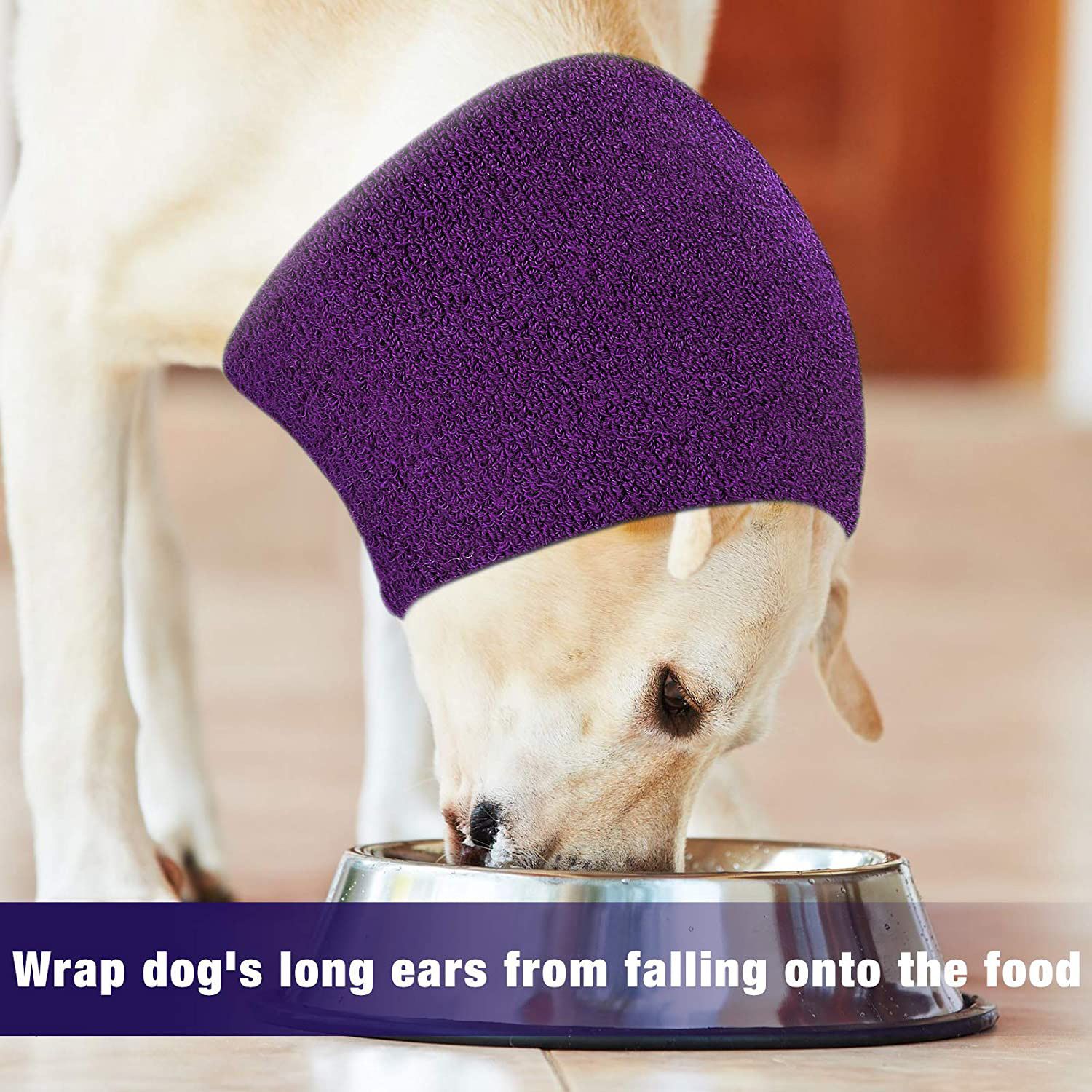 Pet Earmuffs Cotton Thickened Warm Winter Headgear Purple S
