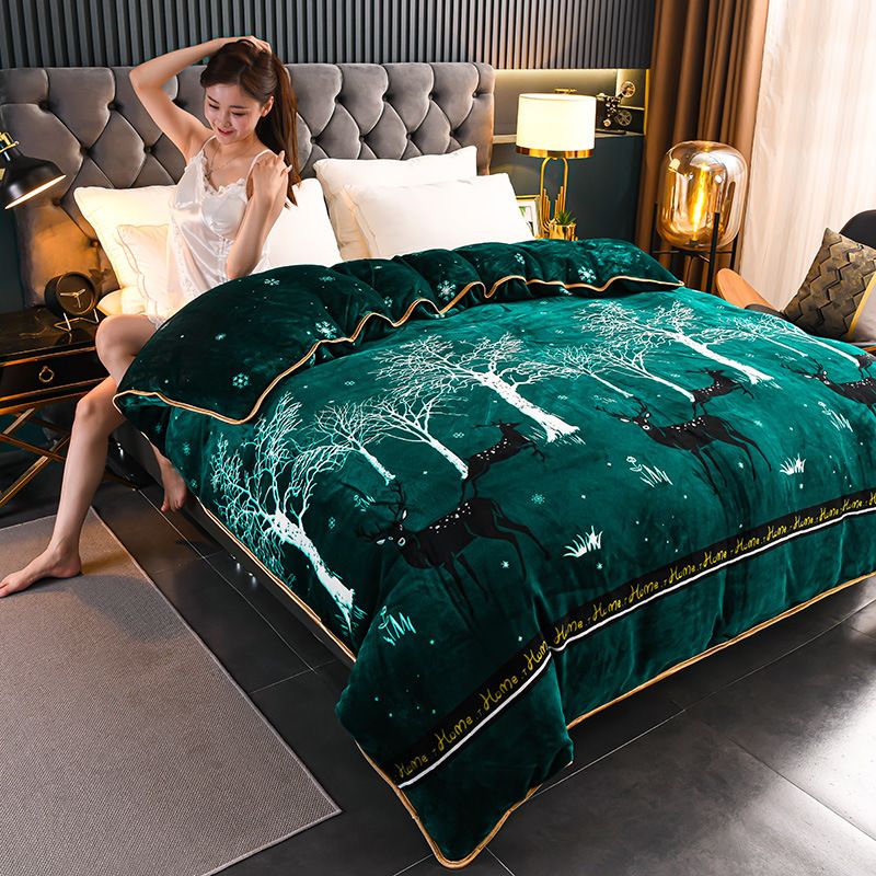 Milk Velvet Quilt Cover Double Sided Fleece Starry Elk 220x240cm — image 1