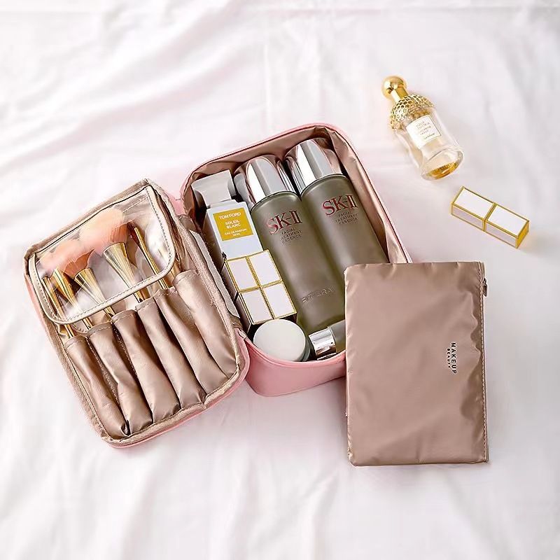 Travel Cosmetic Bag Large Capacity Multipurpose Green Small size view 5