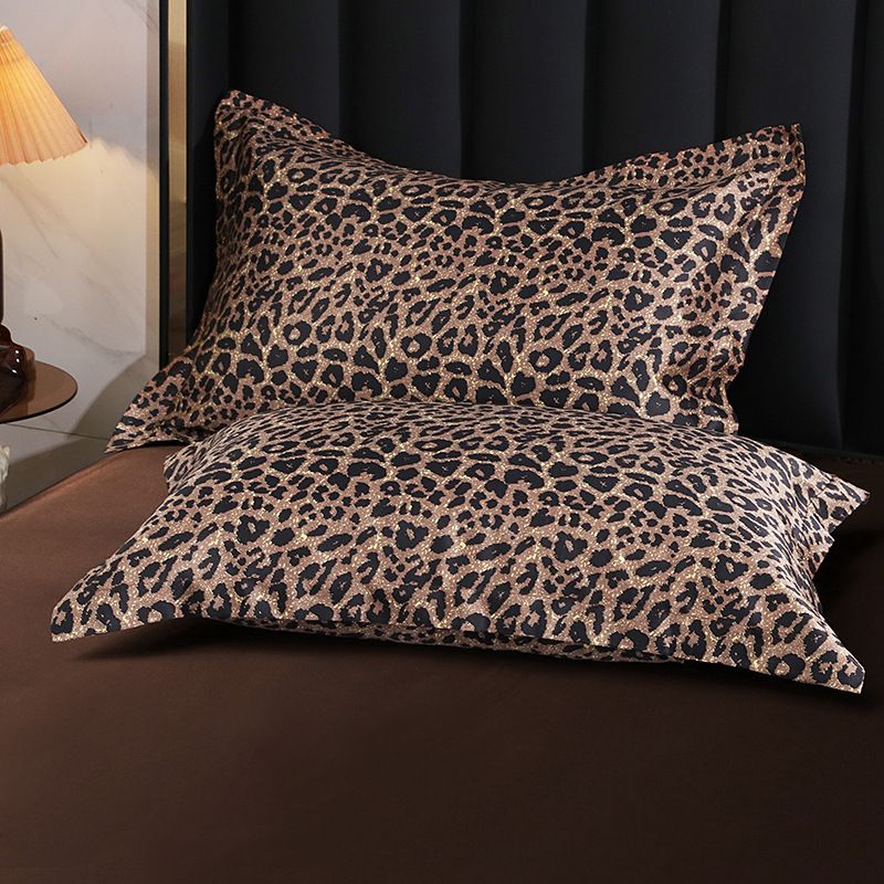 Simulation Silk Pillowcase 48x74cm Polyester Leopard print 48x74cm [pair]
