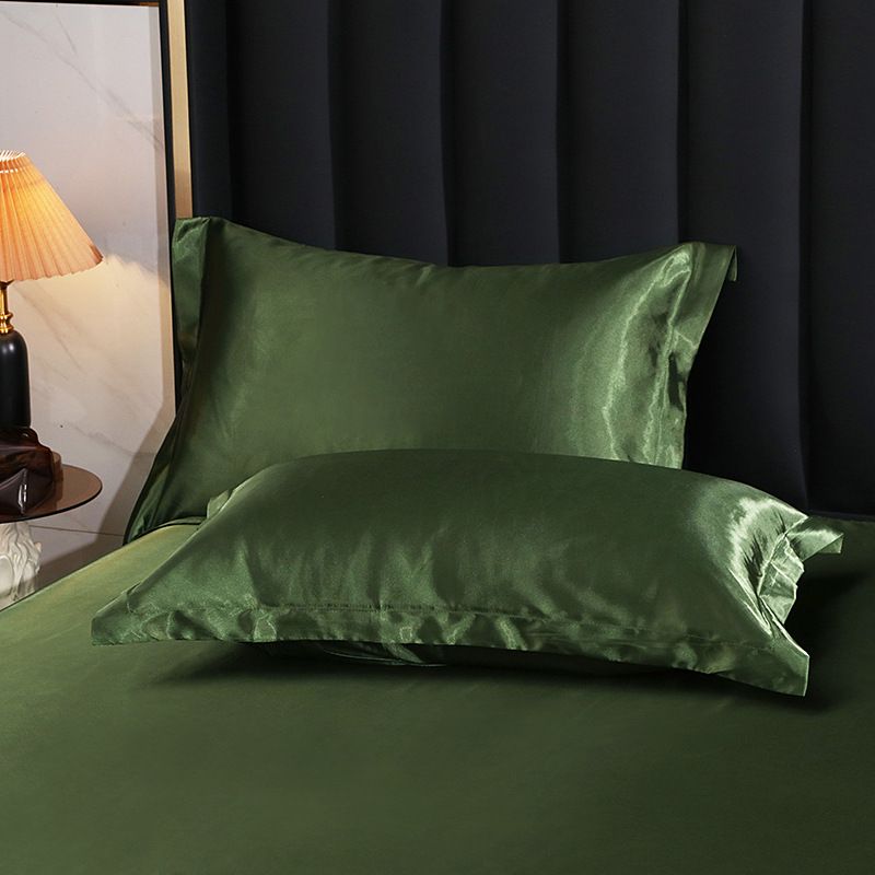 Simulation Silk Pillowcase 48x74cm Polyester Army Green 48x74cm [pair]