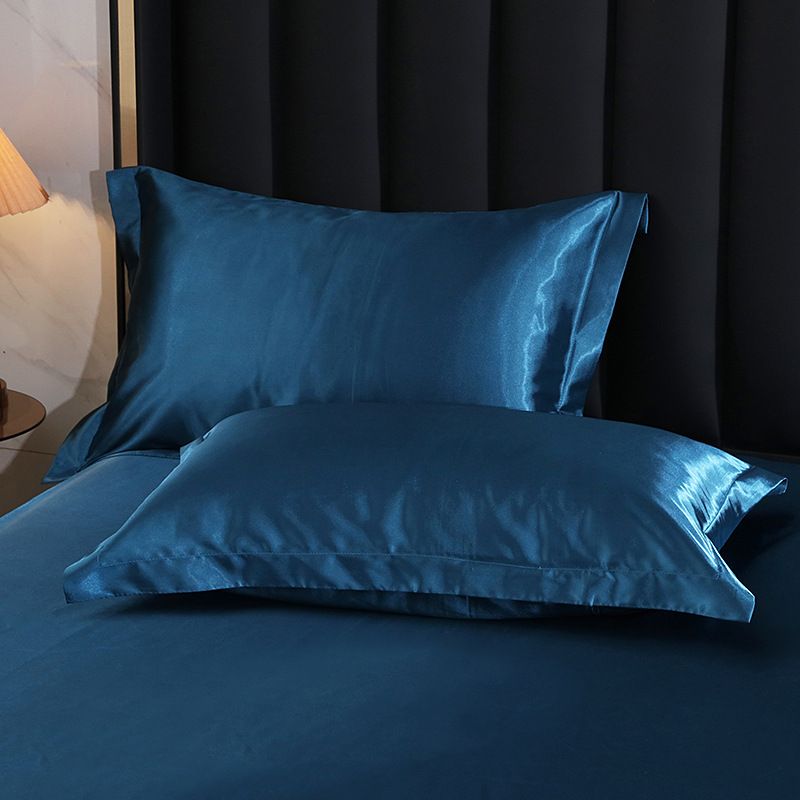 Simulation Silk Pillowcase 48x74cm Polyester Peacock Blue 48x74cm [pair]