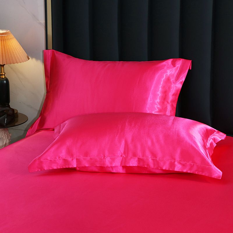 Simulation Silk Pillowcase 48x74cm Polyester Rose Red 48x74cm [pair]