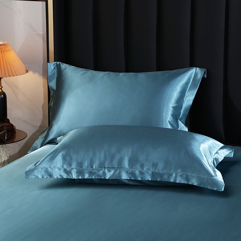 Simulation Silk Pillowcase 48x74cm Polyester Moonlight Blue 48x74cm [pair]