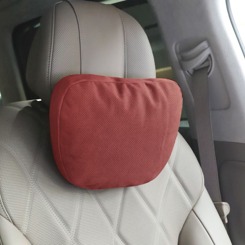 Car Neck Pillow Suede Perforated Universal Perforated volcanic red neck pillow — image 1