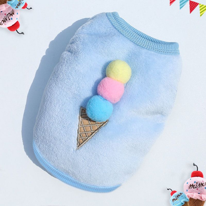 Shine Cute Puppy Dog Vest Coral Velvet Pet Clothing Milk Dog Blue Ice Cream — image 1