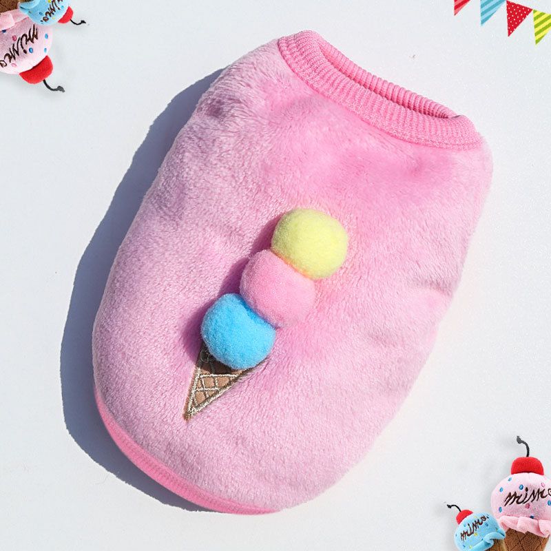 Shine Cute Puppy Dog Vest Coral Velvet Pet Clothing Milk Dog Pink Ice Cream — image 1