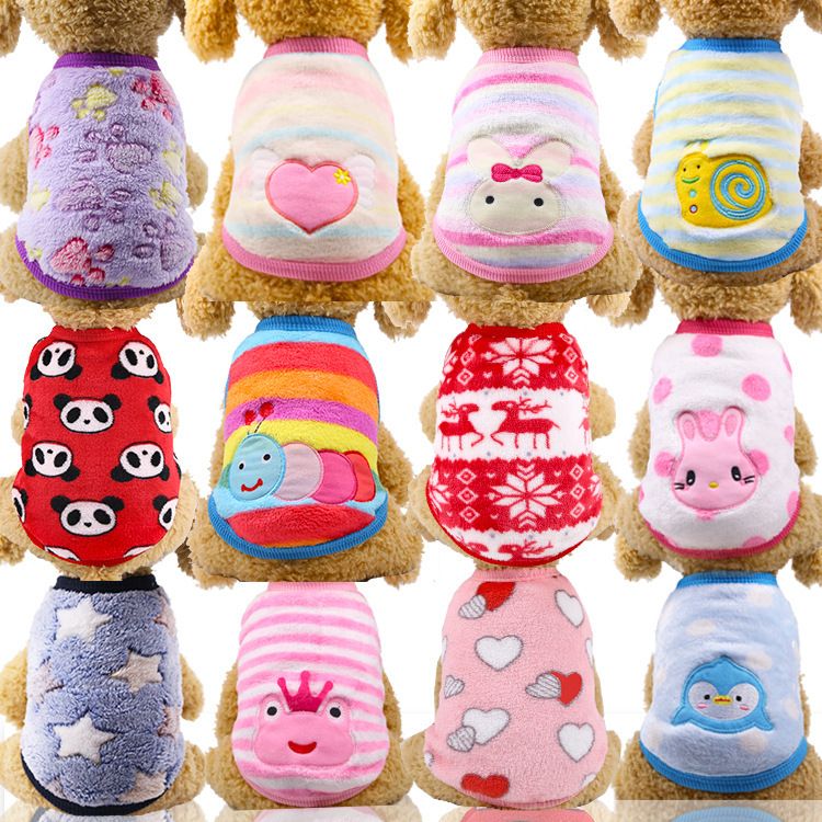 Shine Cute Puppy Dog Vest Coral Velvet Pet Clothing Milk Dog Pink Ice Cream view 6