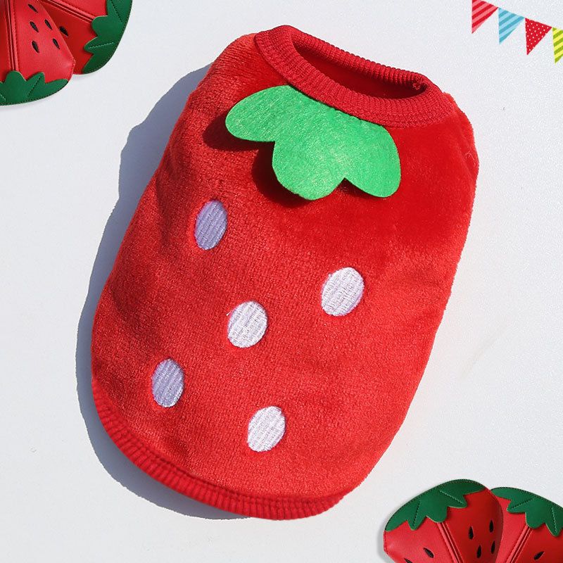 Shine Cute Puppy Dog Vest Coral Velvet Pet Clothing Milk Dog Red Strawberry XL — image 1