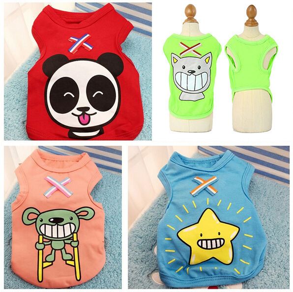 Shine Polyester Pet Vest Dog Cat Clothes Ribbon X Vest Green Big Tooth Mouse M view 3