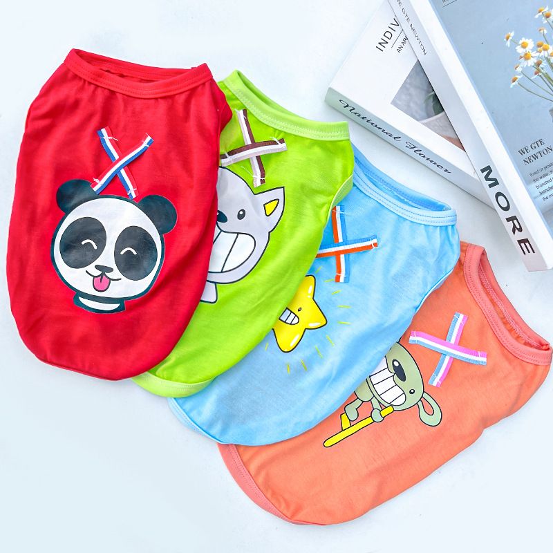 Shine Polyester Pet Vest Dog Cat Clothes Ribbon X Vest Green Big Tooth Mouse M view 6