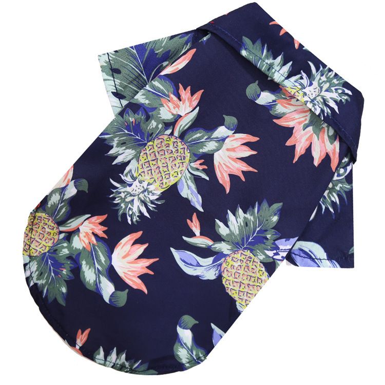 Pet Shirt Shine Polyester Small Medium Pineapple shirt navy blue 2XL (bust — image 1