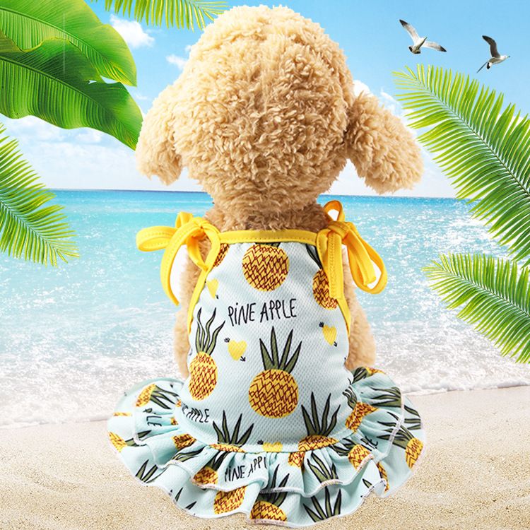 Dog Cat Vest Skirt Striped Mesh Summer Skirt-Pineapple XL (bust 50CM — image 1