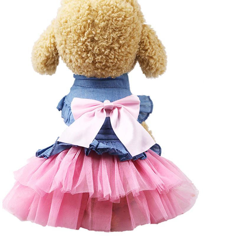 Shine Dog Cat Denim Skirt Princess Style Powder Yarn-Korean Denim Skirt L view 7