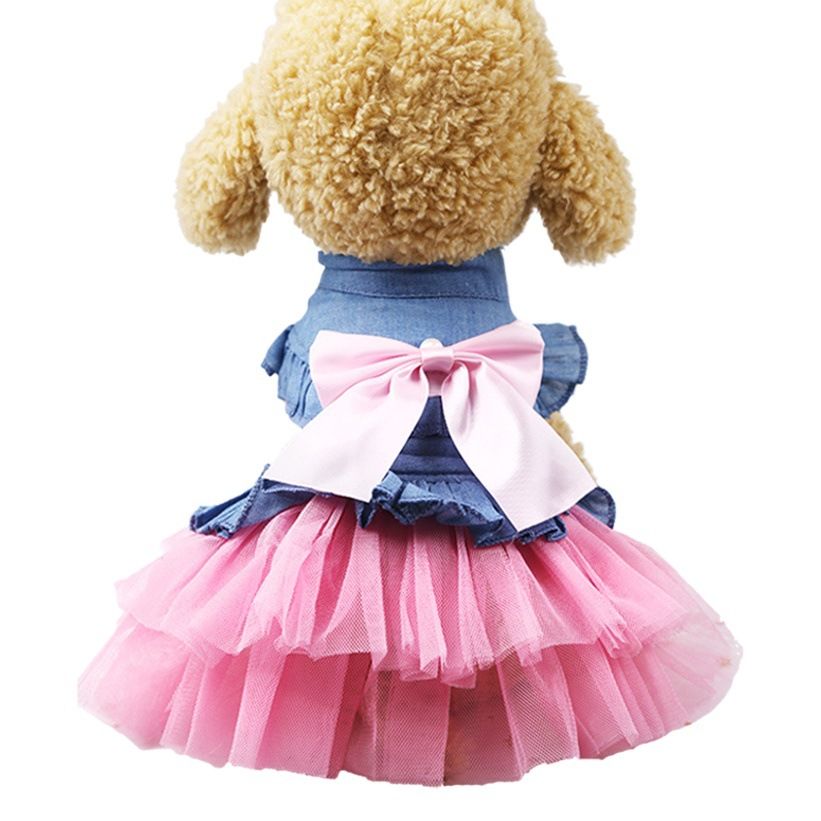 Shine Dog Cat Denim Skirt Princess Style Powder Yarn-Korean Denim Skirt XL view 2