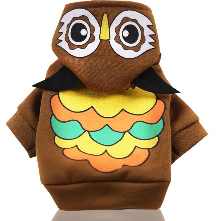 Shine Pet Dog Cat Hoodie Sweatshirt Polyester Two-Leg Hoodie Brown Owl XS — image 1