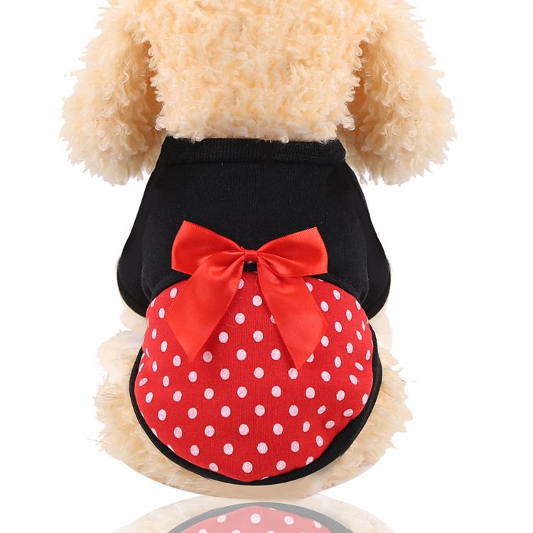 Shine Pet Dog Cat Hoodie Sweatshirt Polyester Hoodless legs with red and black — image 1