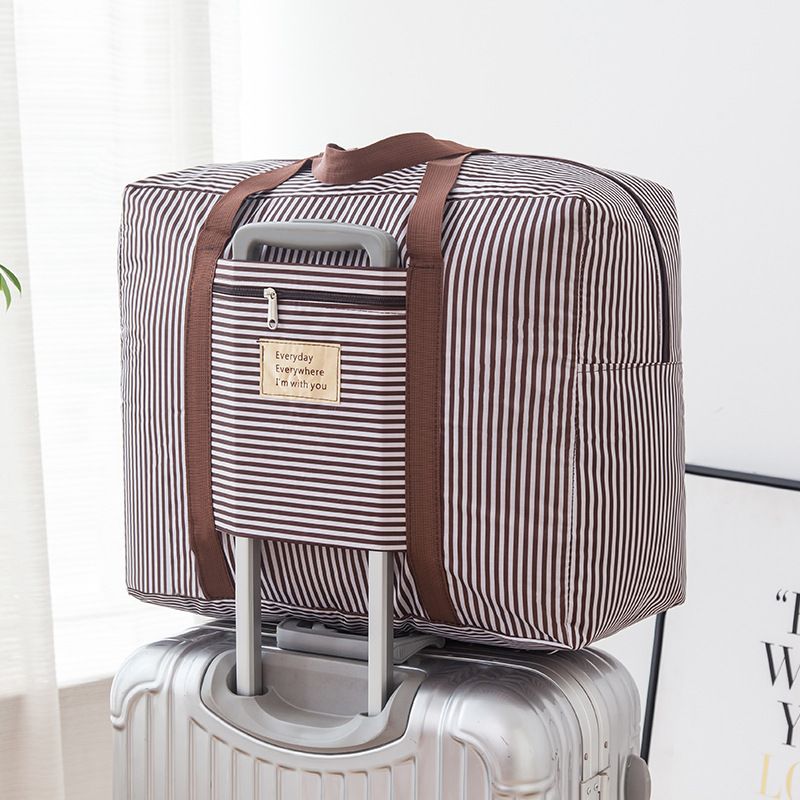 Travel Storage Bag Oxford Cube Waterproof Coffee Stripe Large 48X38X24cm