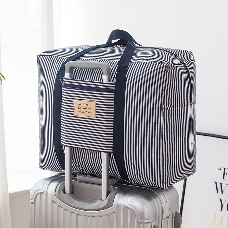 Travel Storage Bag Oxford Cube Waterproof Dark blue stripes Large 48X38X24cm