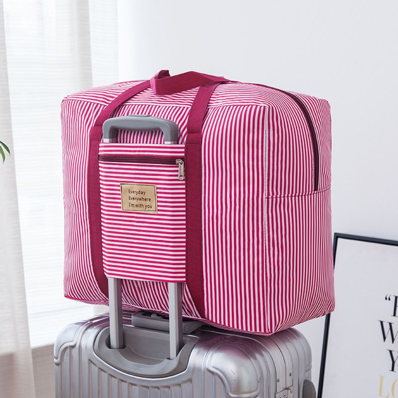 Travel Storage Bag Oxford Cube Waterproof Rose red stripes Extra Large 58X49X28cm