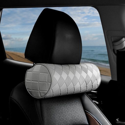 Car Neck Pillow Leather Memory Foam 35cm Korean double-line rhombus neck view 4